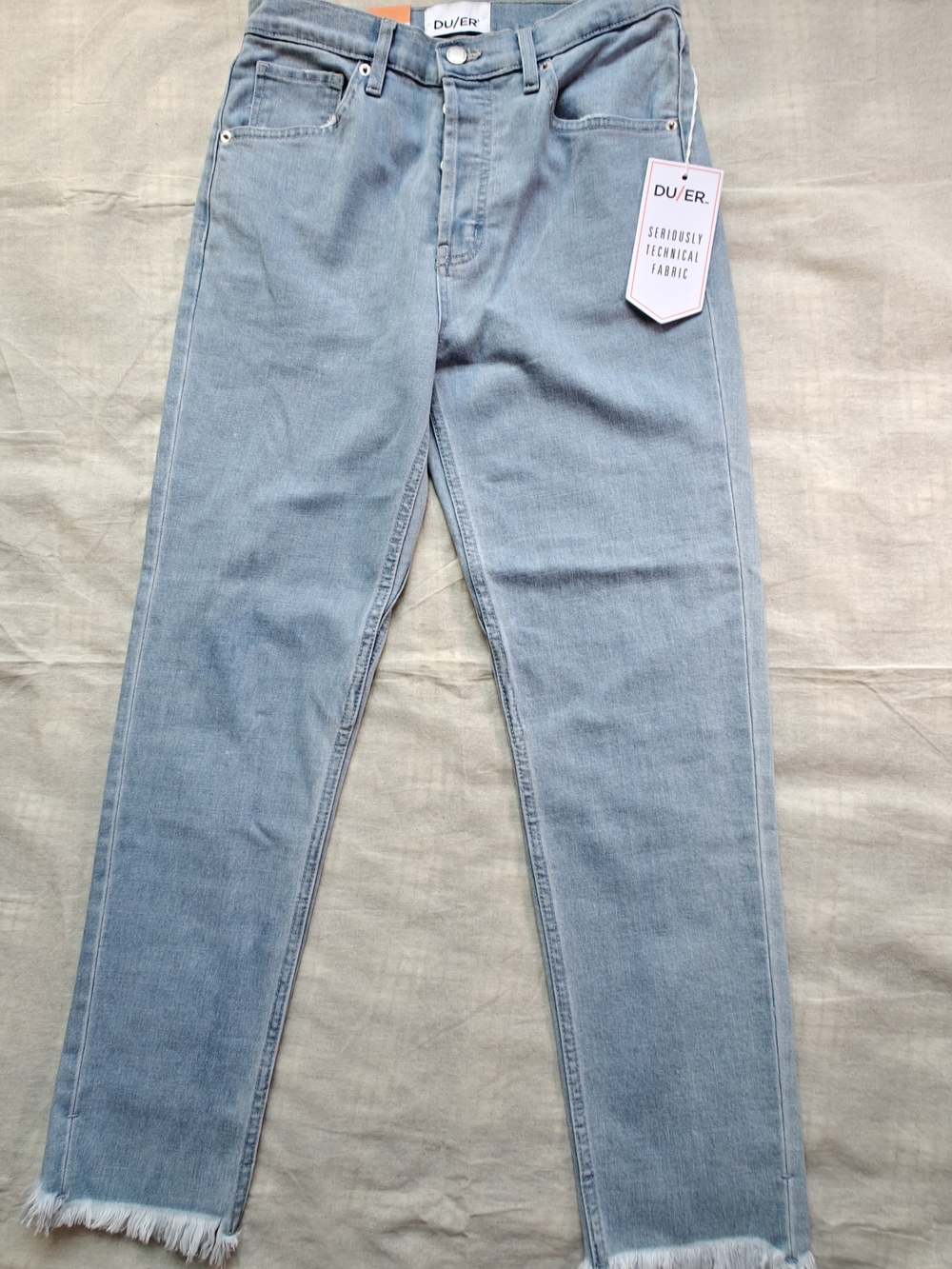 DU/ER Women's Midweight Performance Denim High Rise Taper 27x27